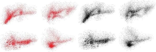 Splatter scary paint black and red color splashes illustration background set vector
