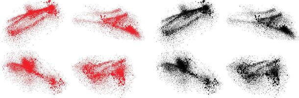 Scribble brush stroke blood set of black and red color paint splatter design vector