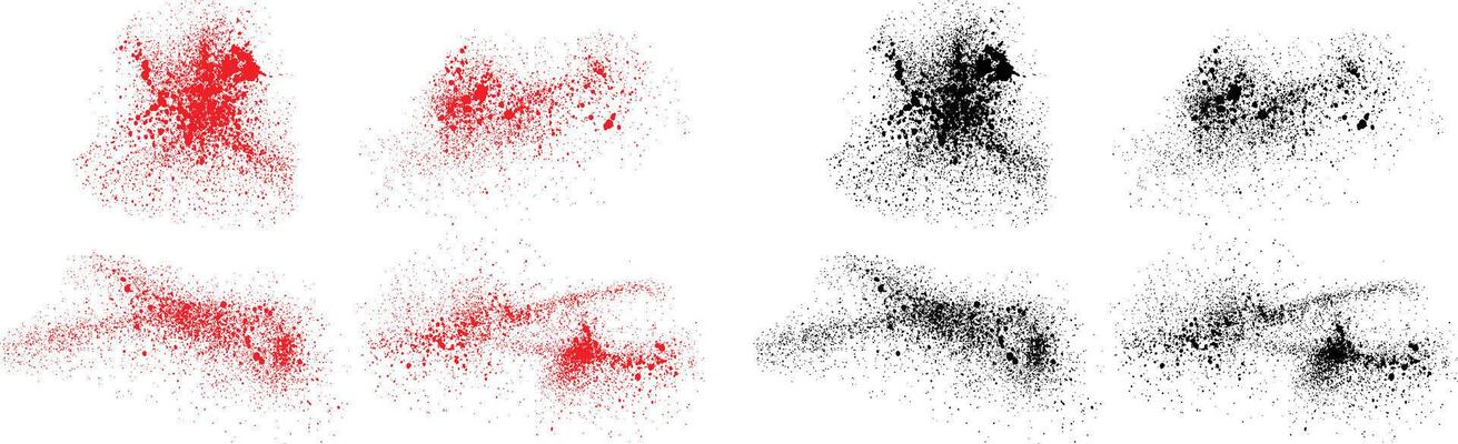 Splash Set of black and red color grunge texture artistic brush stroke background