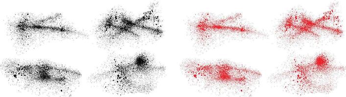 Collection of black and red color blood grunge texture background vector