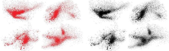 Set of abstract black and red color blood splatter vector