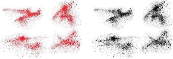 Hand-drawn grunge black and red color ink splatter brush stroke background set vector