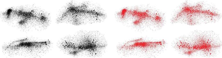 Ink grunge texture black and red color blood splatter background set vector