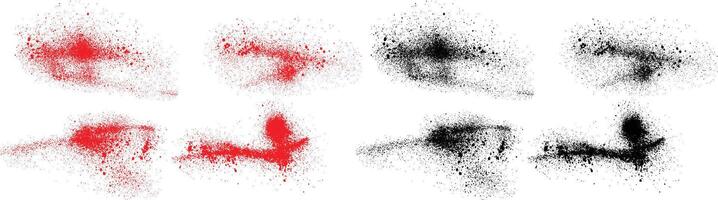 Scribble black and red color bloodstain splatter design set vector