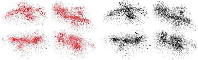 Grunge realistic set of black and red color splatter dirty brush stroke element design set vector