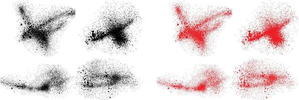 Brushstroke black and red color realistic blood splatter background set vector