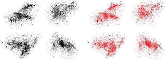 Brushstroke set of black and red color blood scribble vector