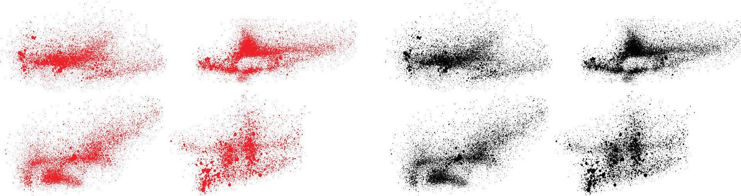 Collection of black and red color bloodstain brush stroke