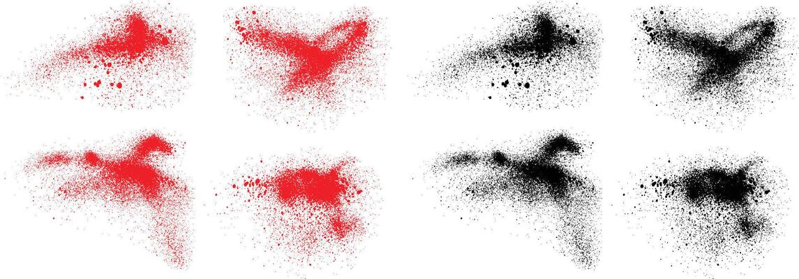 Scratches blood black and red color splash grunge texture background set