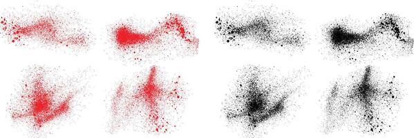 Painted splatter black and red color banner brush stroke background set vector