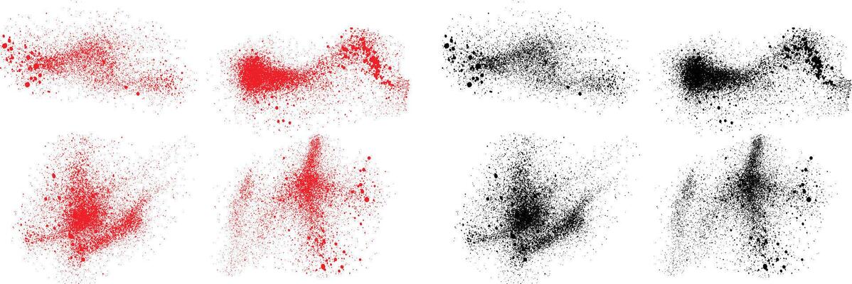 Painted splatter black and red color banner brush stroke background set