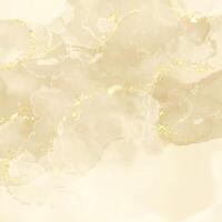 neutral coloured hand painted alcohol ink background with gold glitter vector