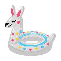 A swimming circle in the form of a white llama with a large long neck, a large swimming animal. This animal float is perfect for a summer themed pool party. Isolated illustration vector