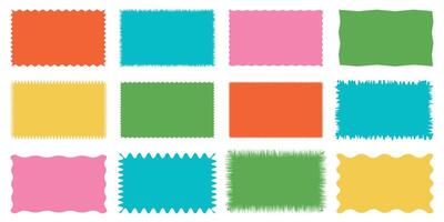 Rectangle Geometric shape frame with wavy edges. Zigzag Wavy Edge rectangle shapes elements set. wavy undalute badge for stickers, banner, social media template,poster, decoration. frame vector