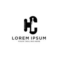 CC Logo monogram with negative space style design template. vector