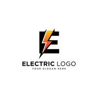 Initial E Letter with Lightning Bolt Logo Design vector
