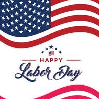 Labor Day greeting card with brush stroke background in United States national flag colors and hand lettering text Happy Labor Day. illustration. vector