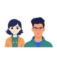 flat illustration, couple of girl and boy and girl and girl vector