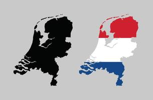 Netherlands Map. Map of Netherlands with national Flag. vector