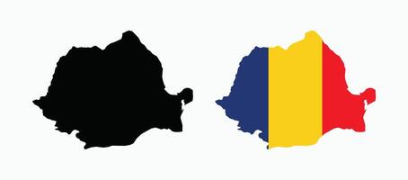 Romania Map. Map of Romania with national Flag. vector