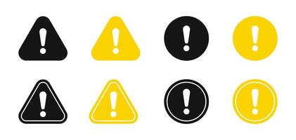 Caution alarm set, danger signs. Exclamation marks. Warning and attention icons. Attention sign icons. Warning icons. vector