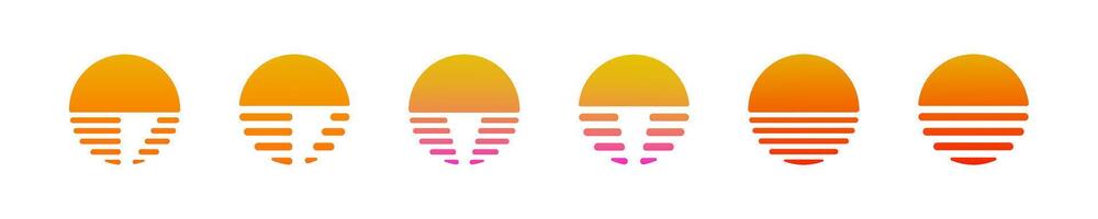 Cyberpunk sun, sunset, sunrise. Retro sunset. Vintage sun set. Retrowave sun collection. Sunset vintage design. vector