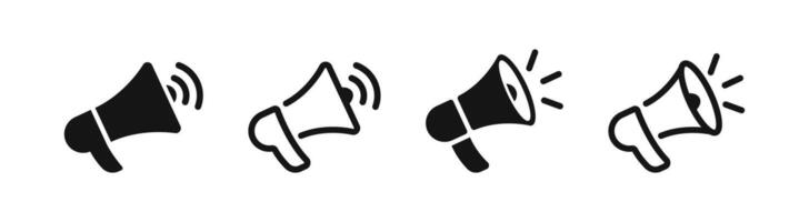 Megaphone. Loudspeaker megaphone icon set. Loudspeaker, speaker, bullhorn alert. Advertising and business promotion symbol vector