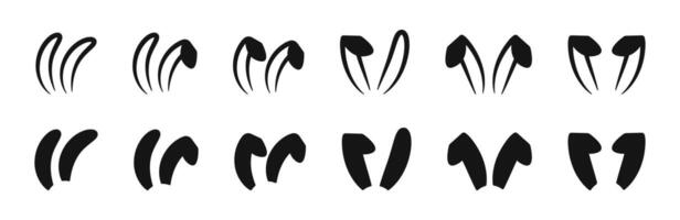 Ears silhouettes. Ears silhouette for Easter rabbit. Rabbit ears icons. vector