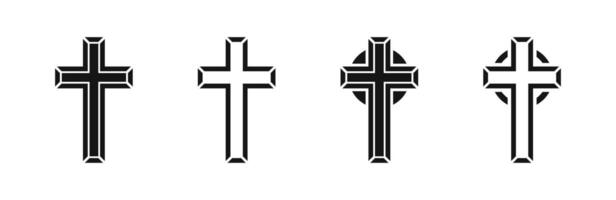 Christian cross. Set of crosses. Set christian cross symbols. vector