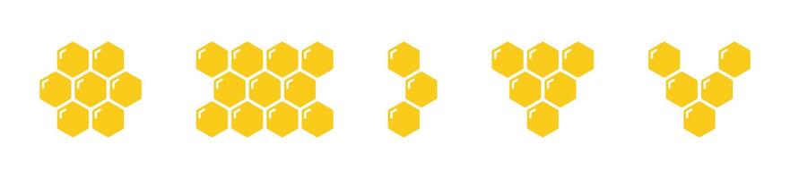 Honeycomb icon. Set of honeycomb icons. Natural honeycomb icons collection. Beeswax hive icons. vector