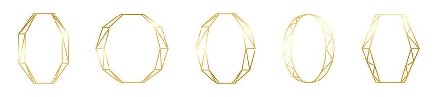 Golden geometric frames. Set of golden geometric frames. Luxury gold frame borders. vector