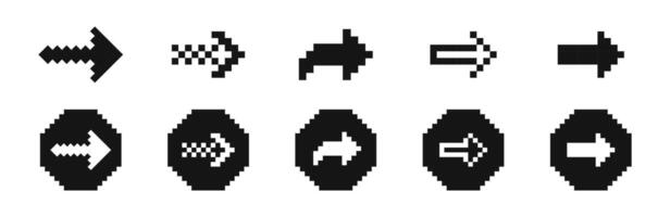 Pixel arrows. pixelart arrows. 8 bit pixel arrows illustration. Pixelated arrow icon set vector