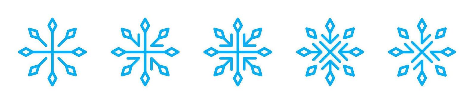 Snowflake simple black line icons. Snowflake set. Snowflake icons. snow vector