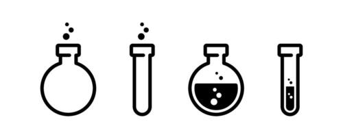 Chemical flask icon. Chemistry beaker icons. Chemical flask icons collection. Chemical tube. vector