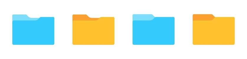 File folders. File folder icon set. File folders with data documents. Folder icons vector