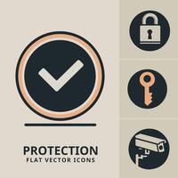 Protection flat logos icons set vector