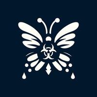 a logo design of a poisonous butterfly of pollution, minimalistic and simplistic, EPS format vector