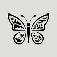 a logo design of a poisonous butterfly of pollution, minimalistic and simplistic, EPS format vector