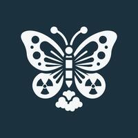 a logo design of a poisonous butterfly of pollution, minimalistic and simplistic, EPS format vector