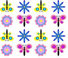 Bright summer pattern in the form of butterflies and flowers on a white background vector