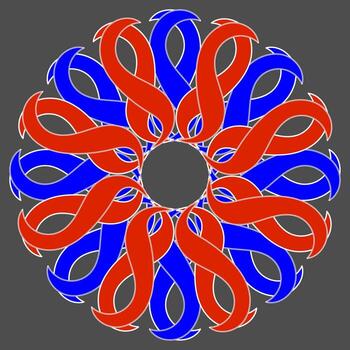 Abstract round pattern in blue and red on a gray background vector