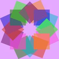 Abstract geometric background in the form of multi-colored squares arranged in a circle vector