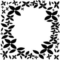 Abstract frame in form of black flowers and leaves on white background vector