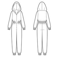 illustration of women's hooded maxi jumpsuit vector