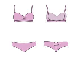 Sample set of underwear from panties and bra pink colour vector