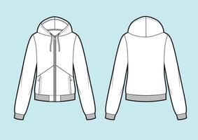 . Women's hooded sweatshirt with zipper vector