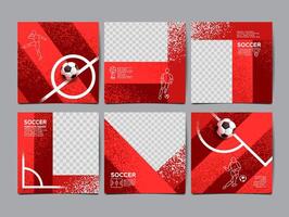 Soccer bannerTemplate set , Football banner, Square , Sport layout design vector