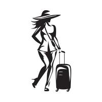 mujer de viaje logo diseño icono aislado en blanco antecedentes vector