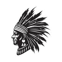 Indian Head chief Apache Vintage Style Mascot Design Image vector