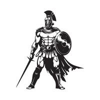 Spartan Warrior with sword and shield Stock image isolated on white background vector